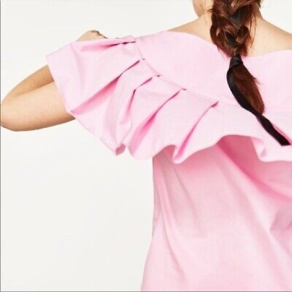 ZARA Pink Ruffled Blouse - Picture 8 of 8
